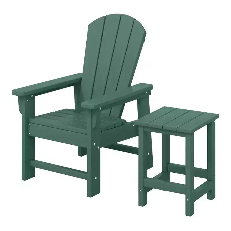 WestinTrends Malibu 2-Piece Kids Outdoor HDPE Adirondack Chair With Square Side Table Set