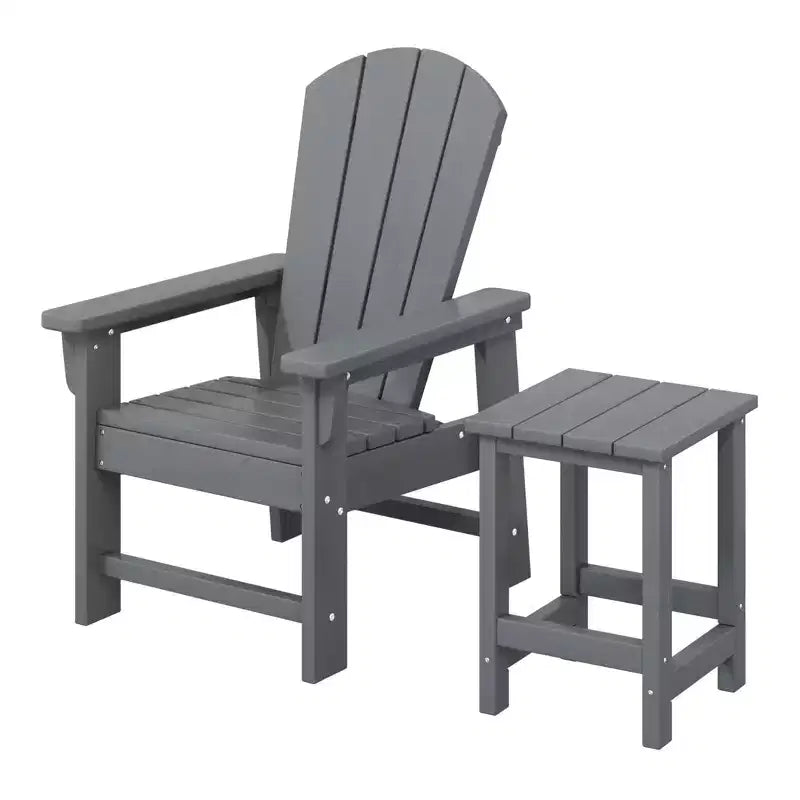 WestinTrends Malibu 2-Piece Kids Outdoor HDPE Adirondack Chair With Square Side Table Set