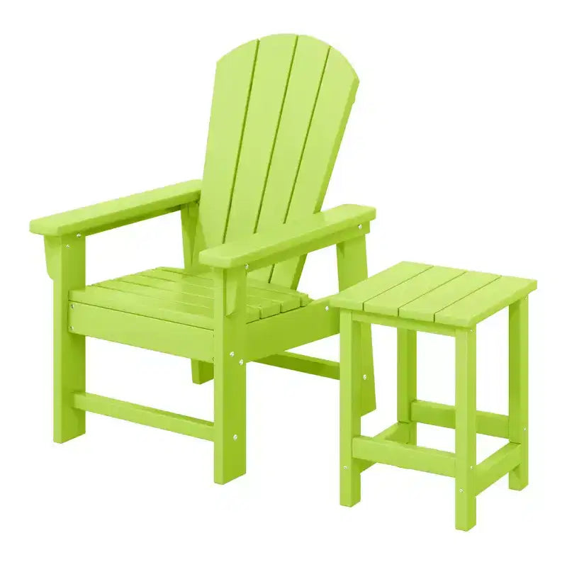 WestinTrends Malibu 2-Piece Kids Outdoor HDPE Adirondack Chair With Square Side Table Set