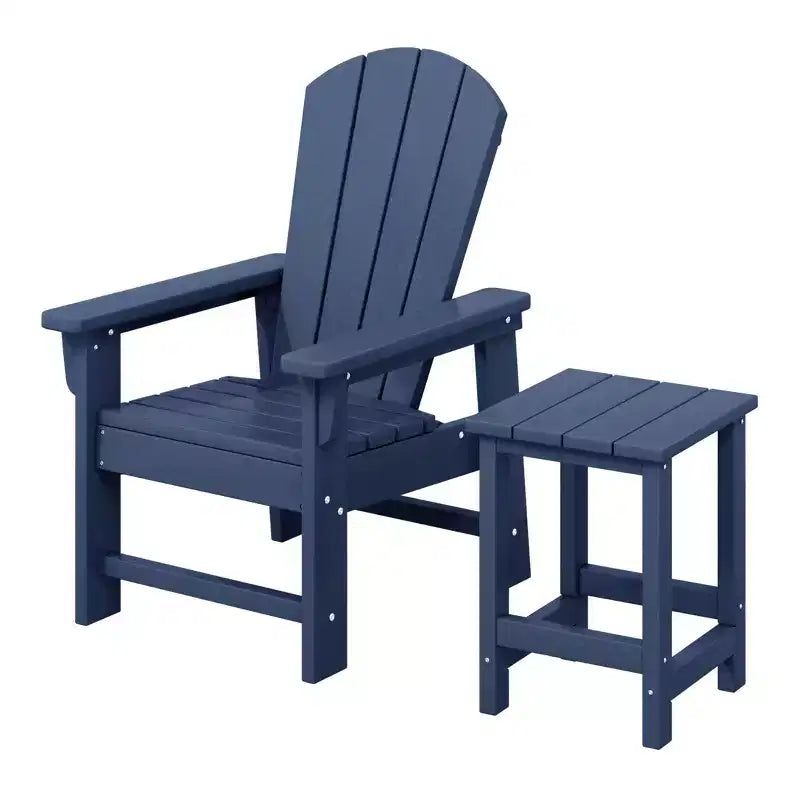 WestinTrends Malibu 2-Piece Kids Outdoor HDPE Adirondack Chair With Square Side Table Set
