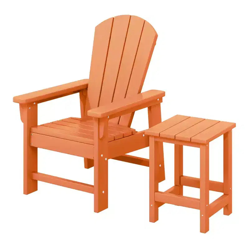 WestinTrends Malibu 2-Piece Kids Outdoor HDPE Adirondack Chair With Square Side Table Set