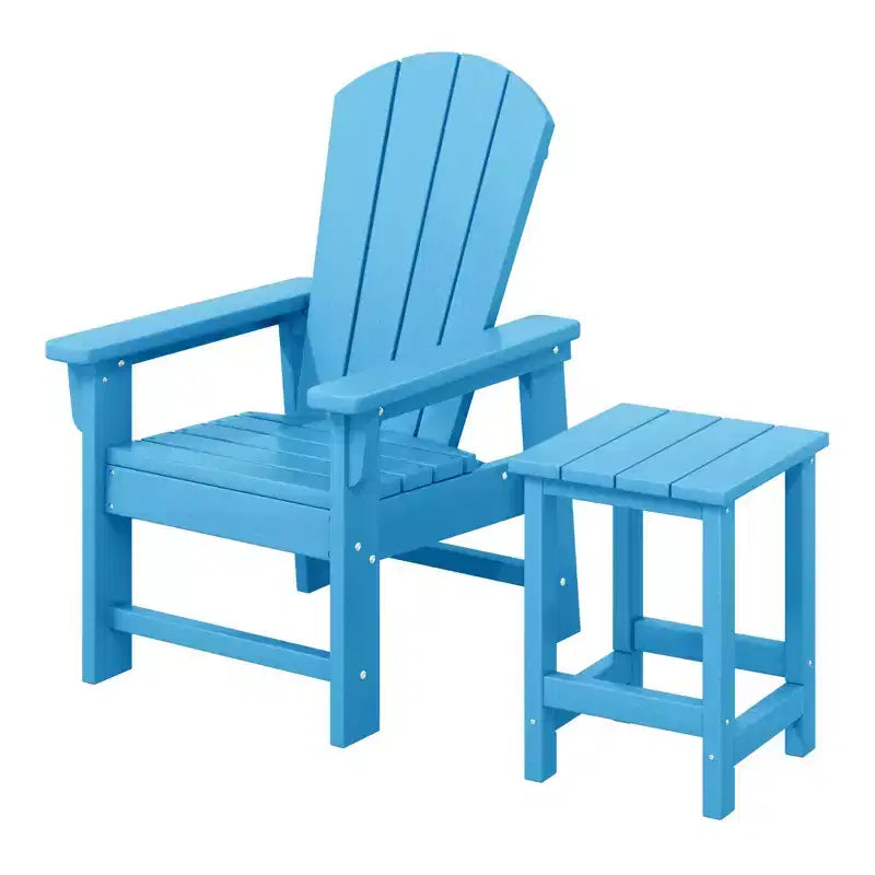 WestinTrends Malibu 2-Piece Kids Outdoor HDPE Adirondack Chair With Square Side Table Set