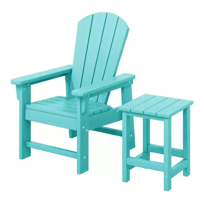 WestinTrends Malibu 2-Piece Kids Outdoor HDPE Adirondack Chair With Square Side Table Set