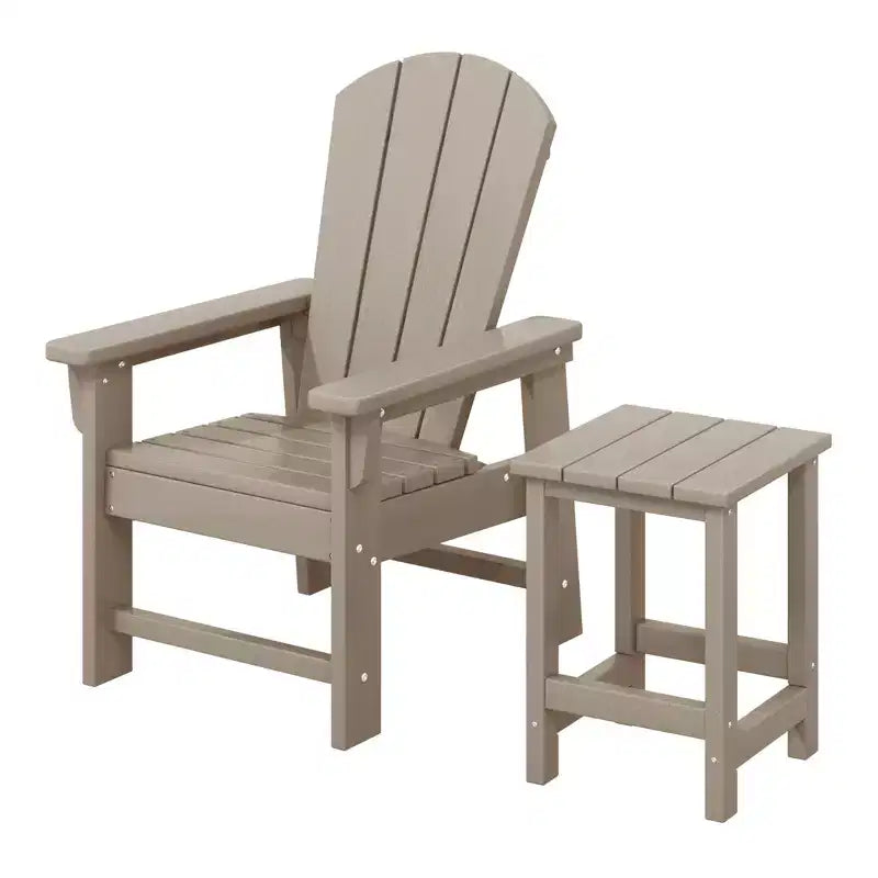 WestinTrends Malibu 2-Piece Kids Outdoor HDPE Adirondack Chair With Square Side Table Set