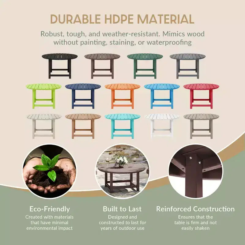 WestinTrends Dylan 5-Piece Outdoor Patio HDPE Adirondack Chair With Round Coffee Table Conversation Set