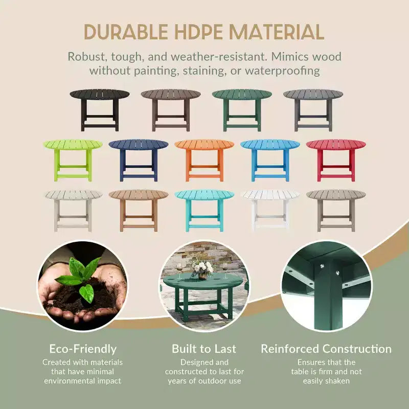 WestinTrends Dylan 5-Piece Outdoor Patio HDPE Adirondack Chair With Round Coffee Table Conversation Set