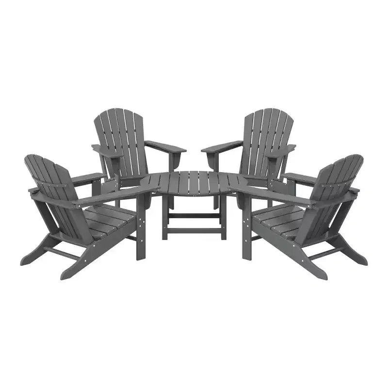 WestinTrends Dylan 5-Piece Outdoor Patio HDPE Adirondack Chair With Round Coffee Table Conversation Set