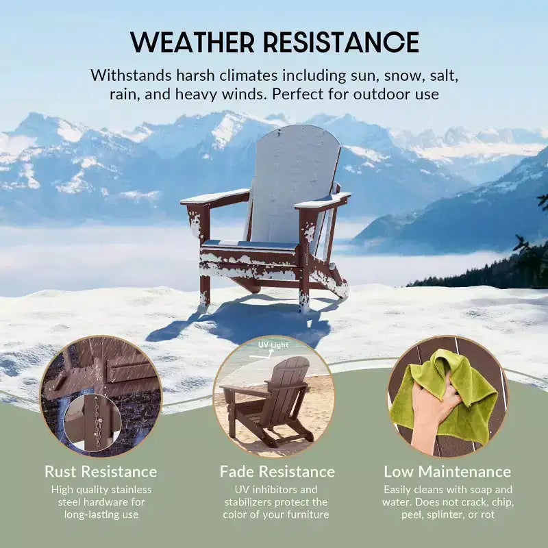 WestinTrends Malibu 5-Piece HDPE Folding Adirondack Chair Outdoor Patio Conversation Set