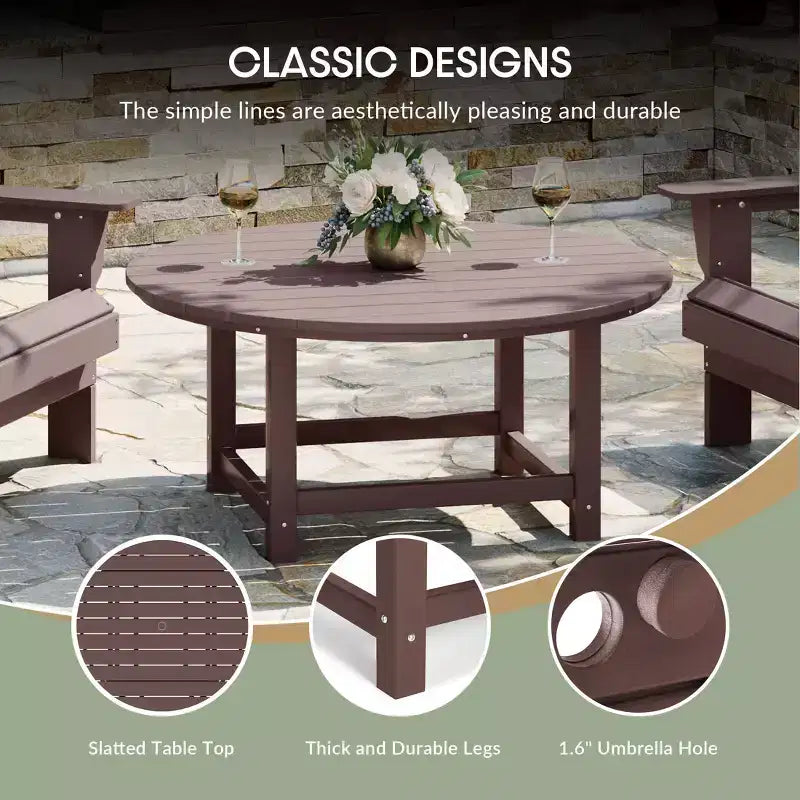 WestinTrends Malibu 5-Piece HDPE Folding Adirondack Chair Outdoor Patio Conversation Set