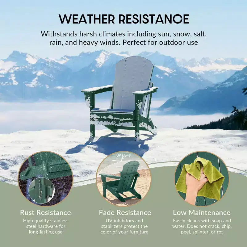 WestinTrends Malibu 5-Piece HDPE Folding Adirondack Chair Outdoor Patio Conversation Set
