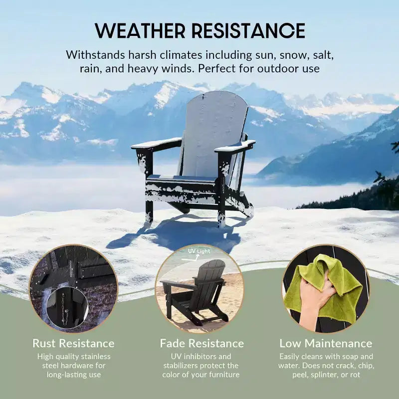 WestinTrends Malibu 5-Piece HDPE Folding Adirondack Chair Outdoor Patio Conversation Set