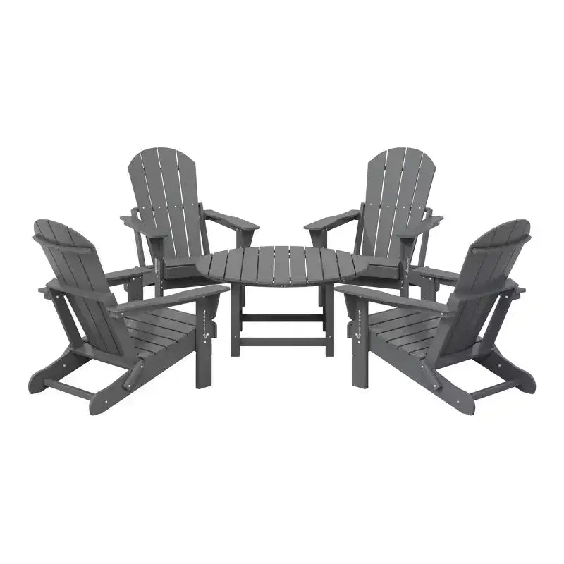 WestinTrends Malibu 5-Piece HDPE Folding Adirondack Chair Outdoor Patio Conversation Set