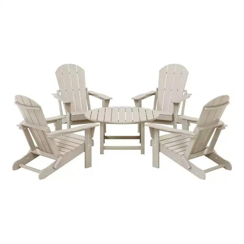 WestinTrends Malibu 5-Piece HDPE Folding Adirondack Chair Outdoor Patio Conversation Set