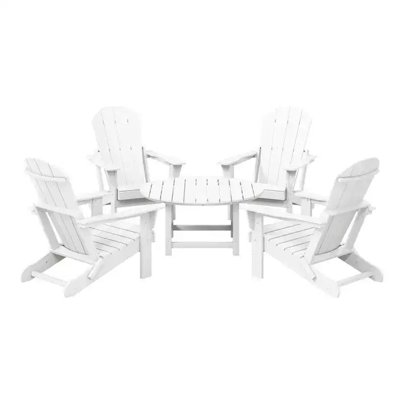 WestinTrends Malibu 5-Piece HDPE Folding Adirondack Chair Outdoor Patio Conversation Set