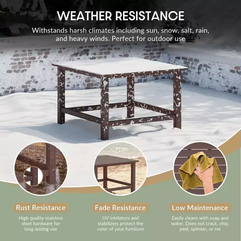 WestinTrends Malibu 5-Piece HDPE Adirondack Chair Outdoor Patio Square Table Conversation Set
