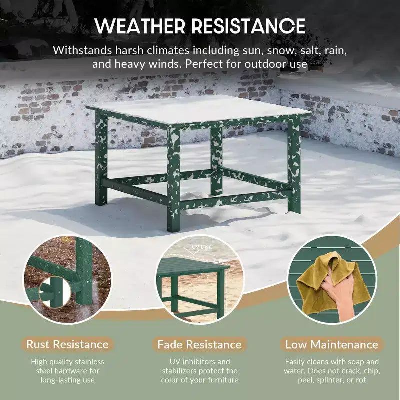 WestinTrends Malibu 5-Piece HDPE Adirondack Chair Outdoor Patio Square Table Conversation Set