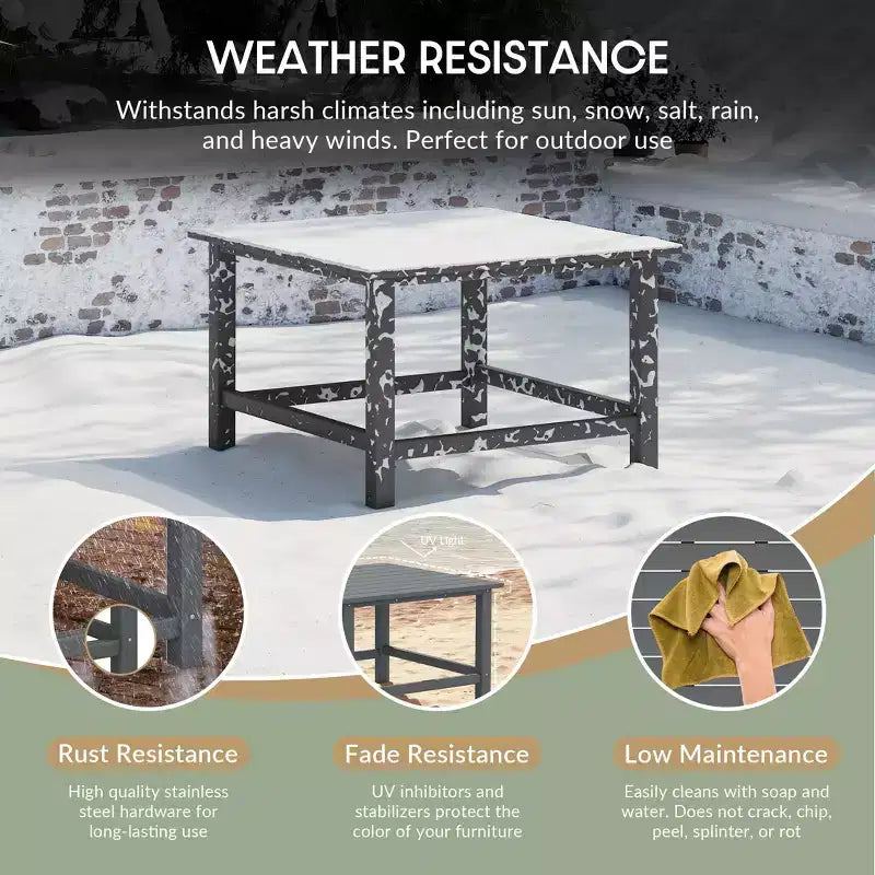 WestinTrends Malibu 5-Piece HDPE Adirondack Chair Outdoor Patio Square Table Conversation Set