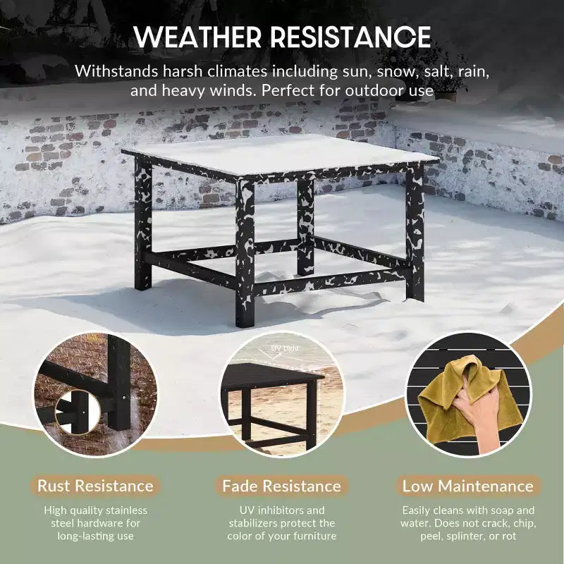 WestinTrends Malibu 5-Piece HDPE Adirondack Chair Outdoor Patio Square Table Conversation Set