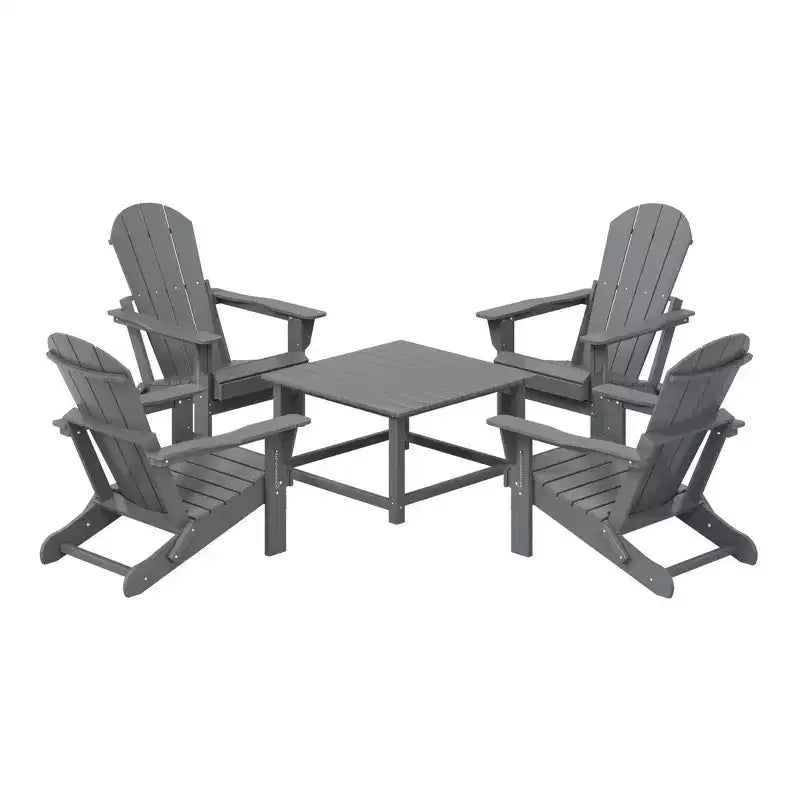 WestinTrends Malibu 5-Piece HDPE Adirondack Chair Outdoor Patio Square Table Conversation Set