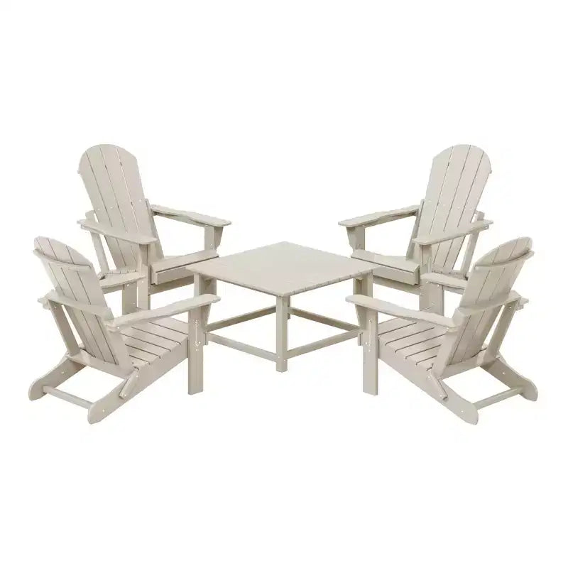 WestinTrends Malibu 5-Piece HDPE Adirondack Chair Outdoor Patio Square Table Conversation Set