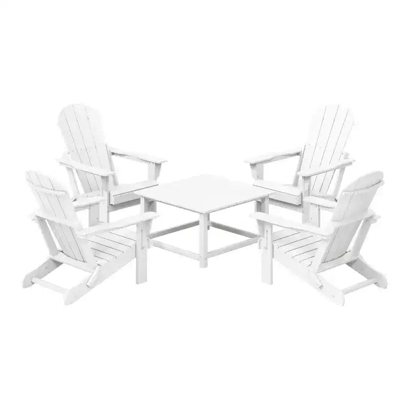 WestinTrends Malibu 5-Piece HDPE Adirondack Chair Outdoor Patio Square Table Conversation Set