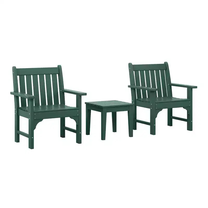 WestinTrends Malibu Outdoor Patio 3-Piece HDPE Adirondack Garden Chairs with Square Adirondack Side Table Set