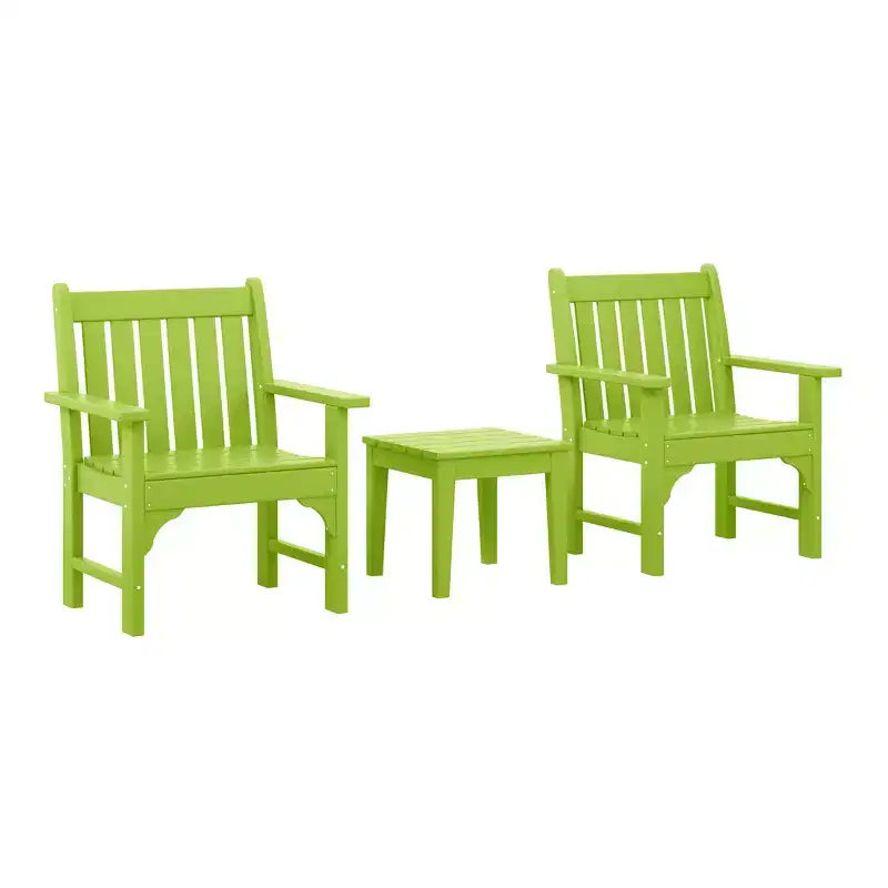WestinTrends Malibu Outdoor Patio 3-Piece HDPE Adirondack Garden Chairs with Square Adirondack Side Table Set