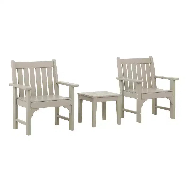 WestinTrends Malibu Outdoor Patio 3-Piece HDPE Adirondack Garden Chairs with Square Adirondack Side Table Set
