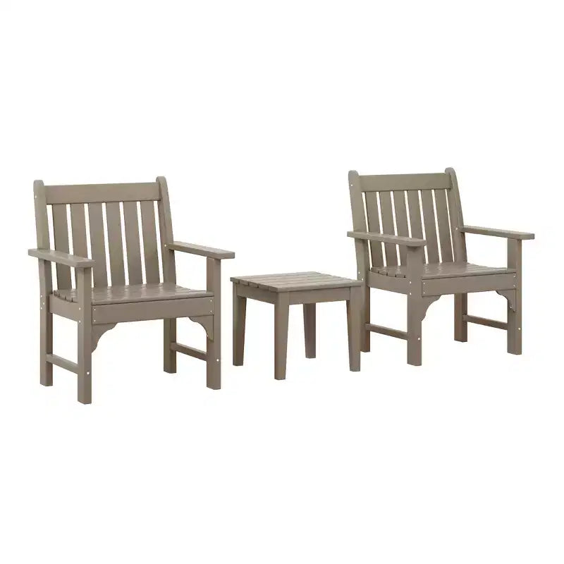 WestinTrends Malibu Outdoor Patio 3-Piece HDPE Adirondack Garden Chairs with Square Adirondack Side Table Set