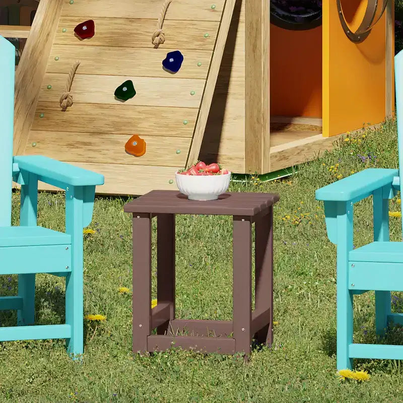 Table d'appoint carrée d'extérieur pour enfants WestinTrends Malibu en PEHD, style Adirondack