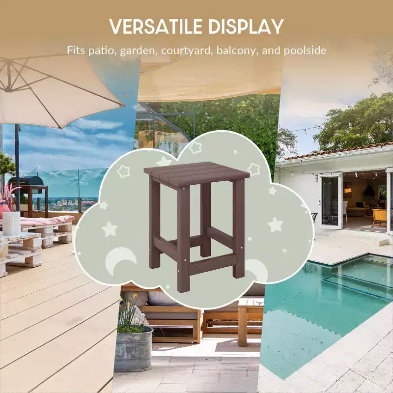 Table d'appoint carrée d'extérieur pour enfants WestinTrends Malibu en PEHD, style Adirondack