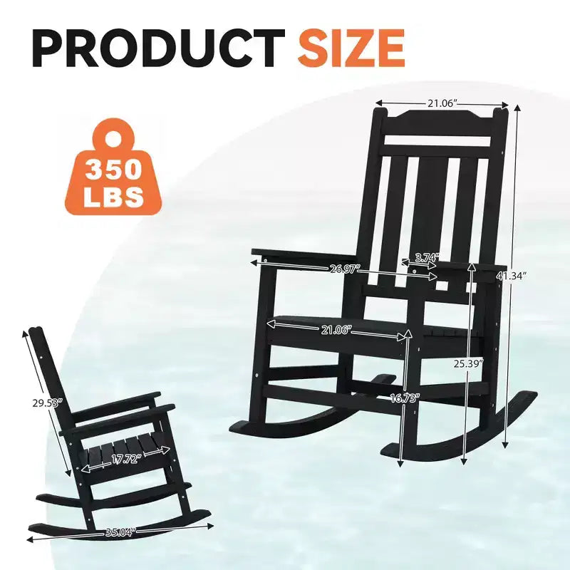 Hyleory Fauteuil à bascule moderne en résine PEHD, Chaise Adirondack extérieure extra large