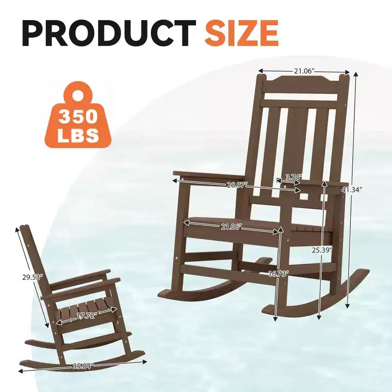 Hyleory Fauteuil à bascule moderne en résine PEHD, Chaise Adirondack extérieure extra large