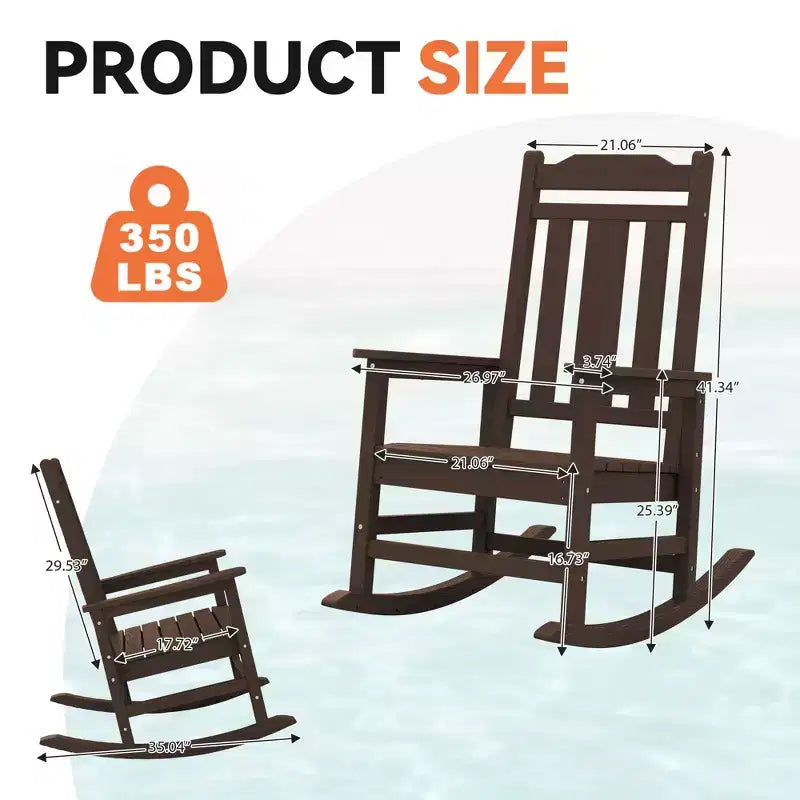 Hyleory Fauteuil à bascule moderne en résine PEHD, Chaise Adirondack extérieure extra large