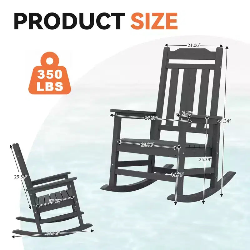 Hyleory Fauteuil à bascule moderne en résine PEHD, Chaise Adirondack extérieure extra large
