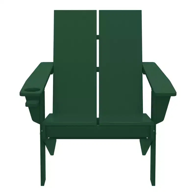 WestinTrends Riviera Outdoor HDPE Modern Adirondack Chair with Cup Holder, White