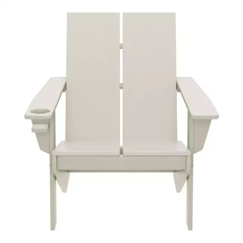 WestinTrends Riviera Outdoor HDPE Modern Adirondack Chair with Cup Holder, White