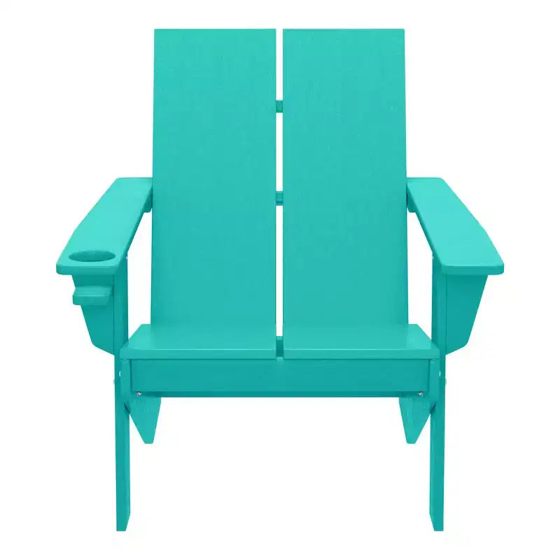 WestinTrends Riviera Outdoor HDPE Modern Adirondack Chair with Cup Holder, White