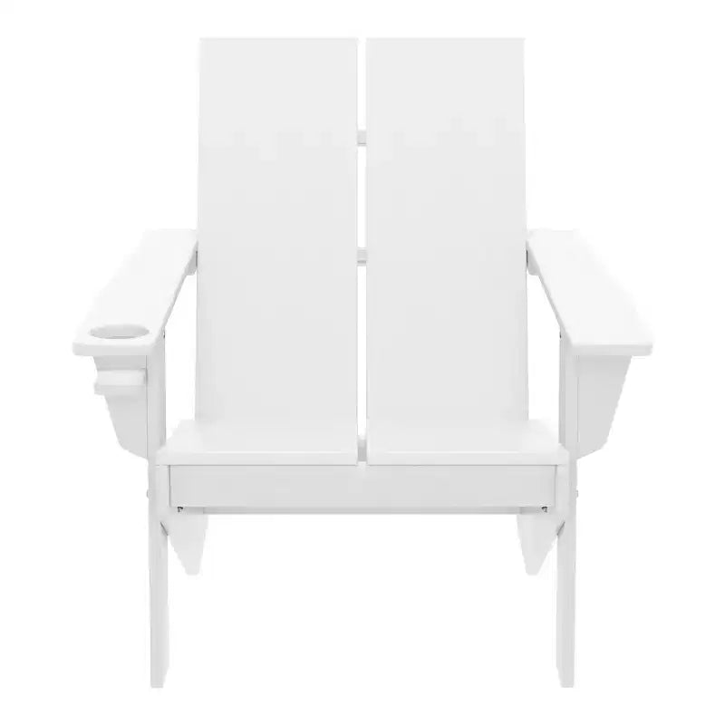 WestinTrends Riviera Outdoor HDPE Modern Adirondack Chair with Cup Holder, White