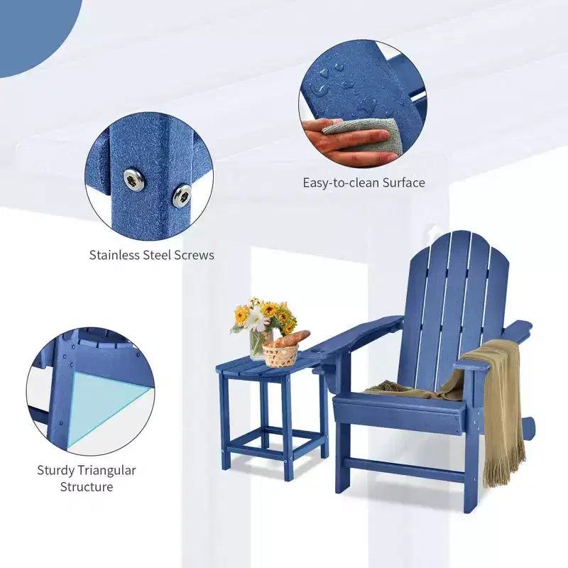Costway 3 PCS Patio Adirondack Chair Side Table HDPE Weather Resistant Cup Holder
