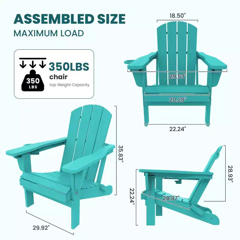 Outdoor 5-Piece Patio Conversation Set with 2 Folding Ottomans,Double-Tier End Side Table and 2 Adjustable Plastic Patio Adirondack Chairs
