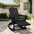 Fauteuil à bascule Adirondack avec repose-pieds escamotable et porte-gobelet, chaise Adirondack pliante en PEHD résistant aux intempéries, fauteuil de foyer pour les porches, les terrasses