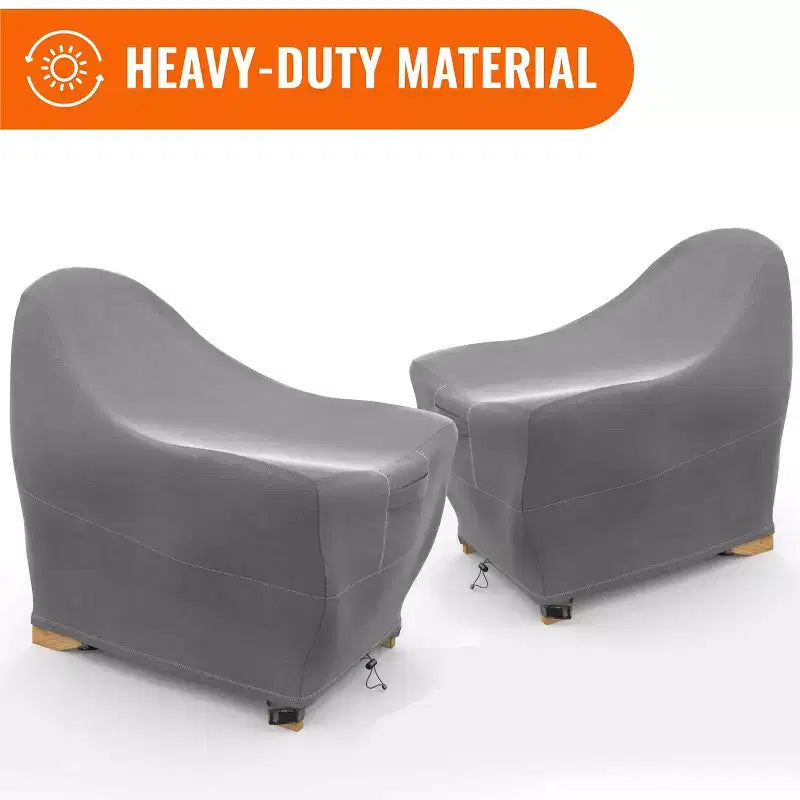 KHOMO GEAR Lot de 2 housses de fauteuil de patio Adirondack Gris, durables, résistantes aux intempéries et aux UV, protection contre la pluie et la poussière