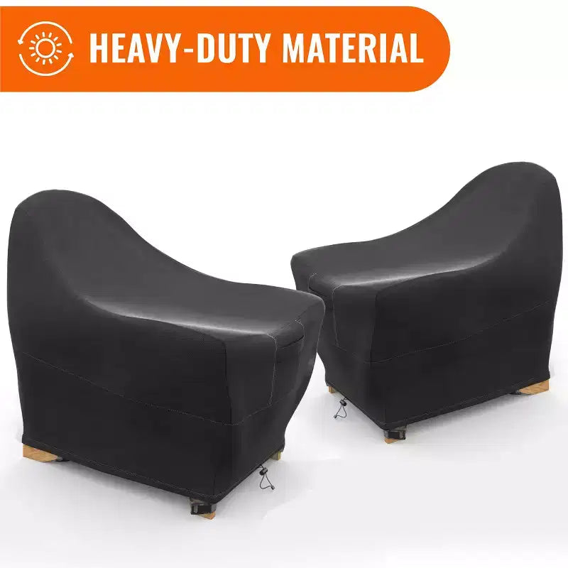 KHOMO GEAR Set of 2 Adirondack Patio Chair Covers  Black, Durable, Weatherproof, UV Resistant, Protection from Rain & Dust