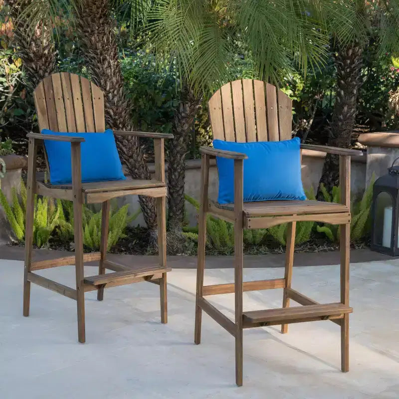 Christopher Knight Home Malibu Outdoor Acacia Wood 29.5 Inch Adirondack Barstools (Set of 2)