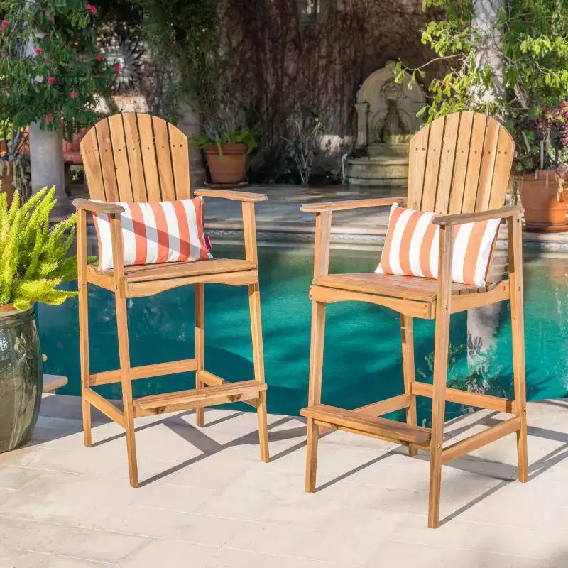 Christopher Knight Home Malibu Outdoor Acacia Wood 29.5 Inch Adirondack Barstools (Set of 2)