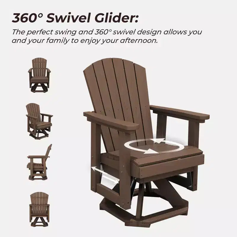 Fauteuil-planeur à bascule pivotant Adirondack HYLEORY, Fauteuil-planeur à bascule en résine HDPE