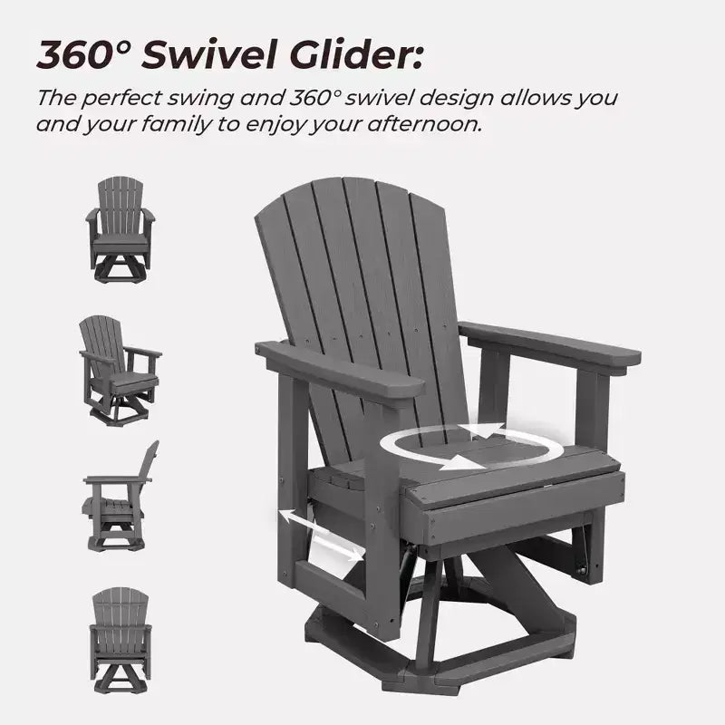 Fauteuil-planeur à bascule pivotant Adirondack HYLEORY, Fauteuil-planeur à bascule en résine HDPE