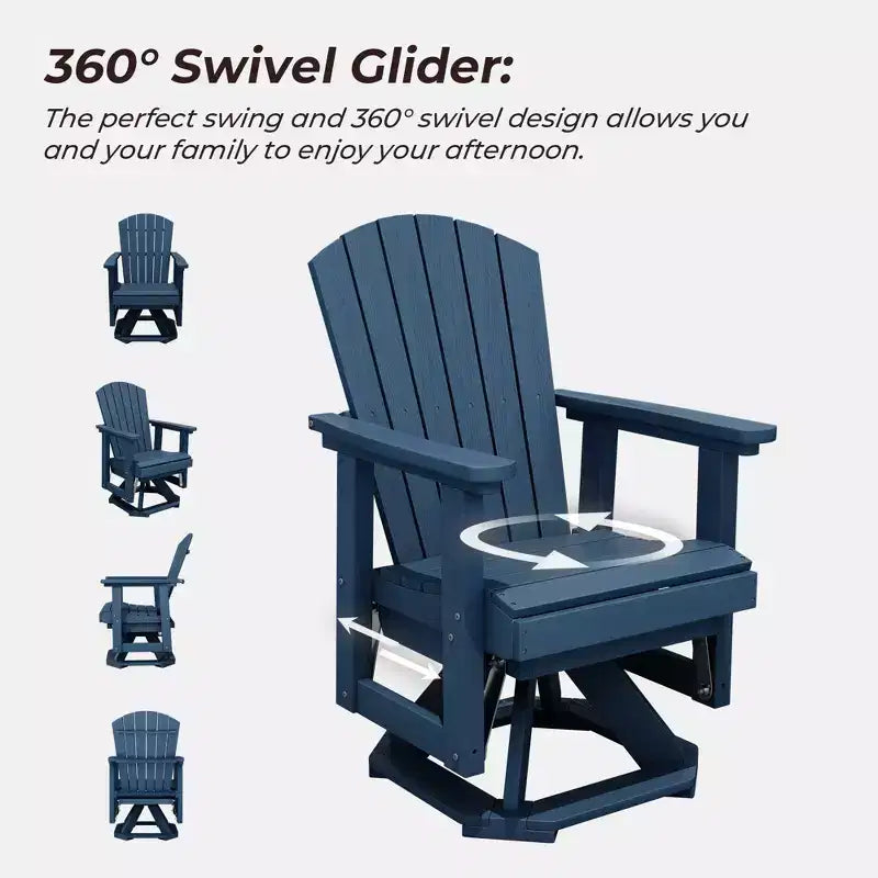 Fauteuil-planeur à bascule pivotant Adirondack HYLEORY, Fauteuil-planeur à bascule en résine HDPE