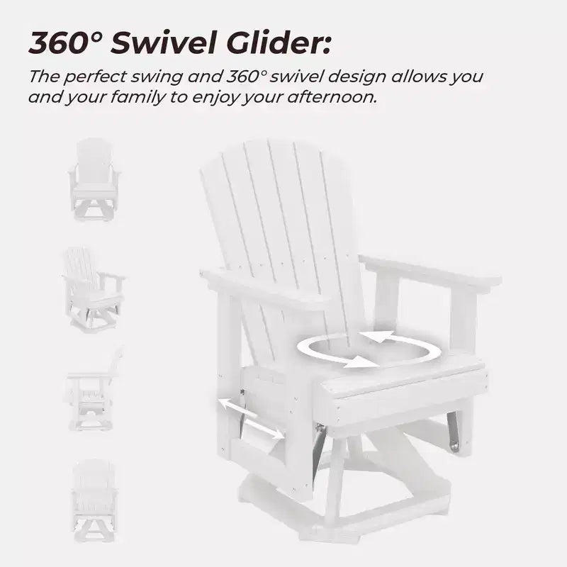 Fauteuil-planeur à bascule pivotant Adirondack HYLEORY, Fauteuil-planeur à bascule en résine HDPE